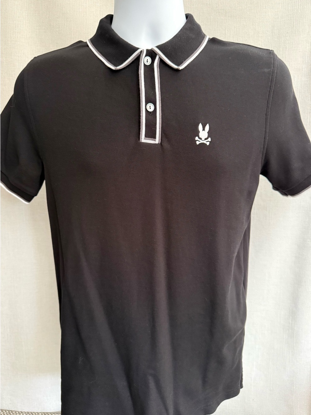 Psycho Bunny Black Polo Shirt with Contrasting Trim - Men